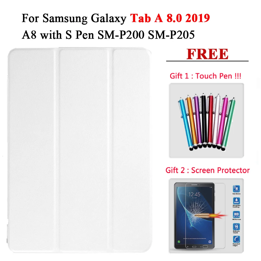 Tab A 8 P200 bai Защита экрана стекло Tab A 8,0/10,1+ чехол для планшета samsung Galaxy Tab A 8,0 10,1 SM T290 P200 P205 T510 T515 - Цвет: Tab A 8 P200 bai