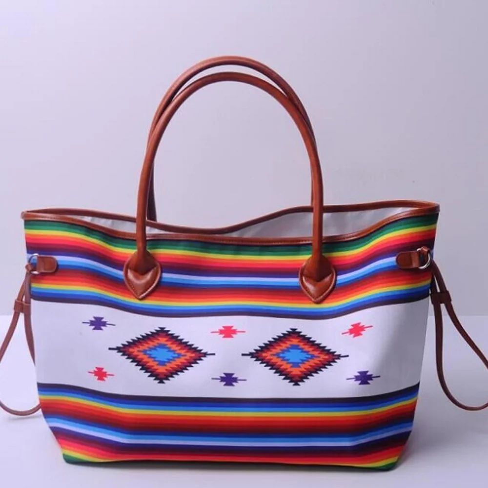 

Stripe Flower Women Handbag DOM696 Cactus Canvas Casual Tote Bag With Two PU Strings Women Purse