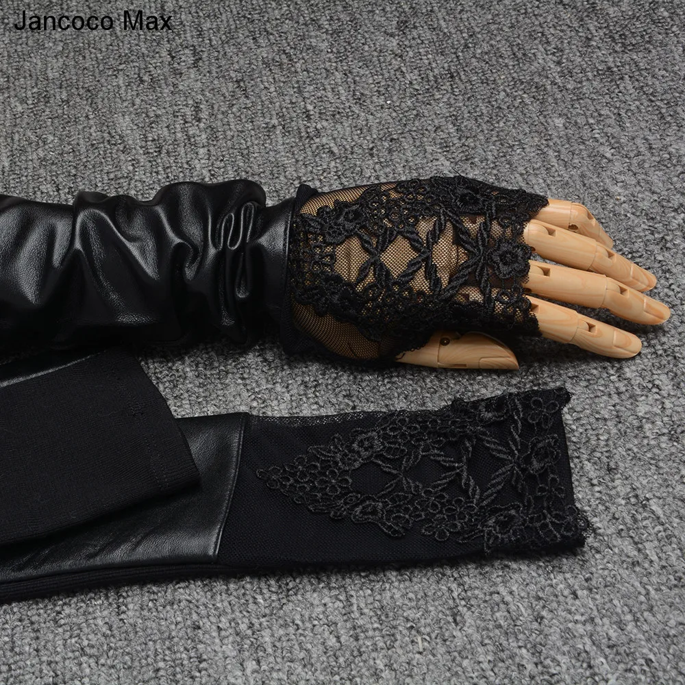 Jancoco Max модные дизайнерские женские длинные из натуральной овечьей кожи кружевные перчатки вечерние рукавицы S2066
