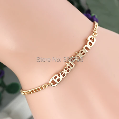 2014 New Arrival Free Shipping 5mm BestFriend Pattern Personable Alloy Bracelet Gold(15pcs)25538# | Украшения и аксессуары