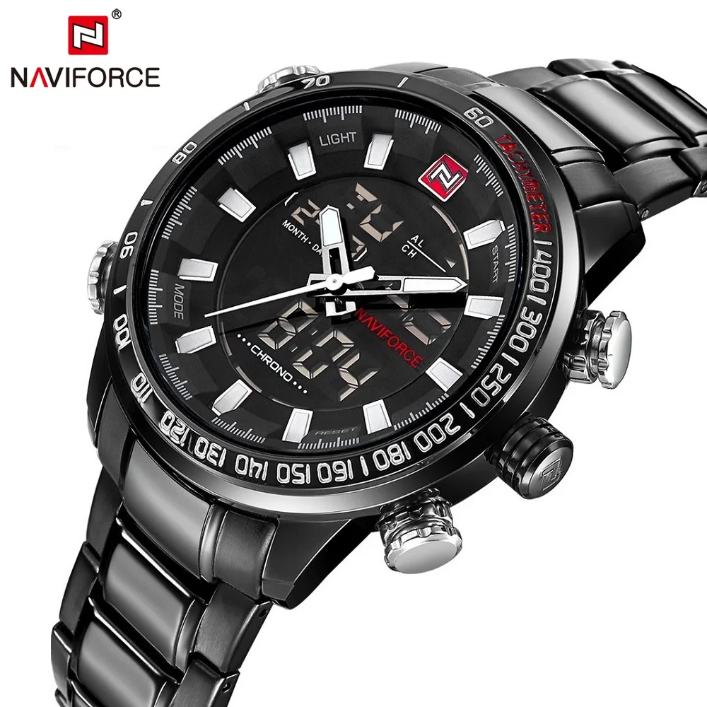 Мужские часы NAVIFORCE армейские спортивные цифровые водонепроницаемые