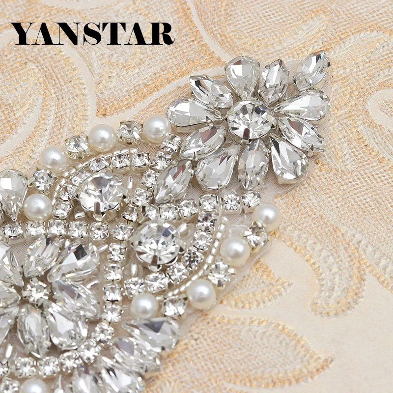 YANSTAR(5 шт.) торговля горный хрусталь аппликация с бисером для свадебных платьев пояс горный хрусталь аппликация аксессуар YS850
