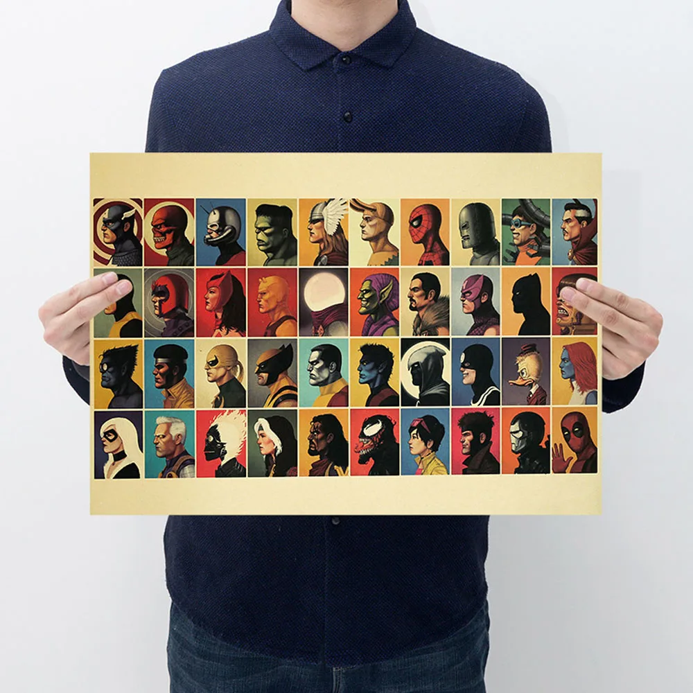 1 шт. плакат супергероя обои живопись Капитан Америка Человек-паук Hulk картина