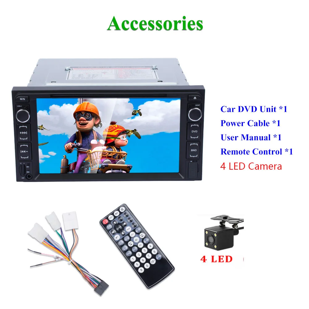 With 4 LED Camera Hikity 2 din автомагнитола " HD стерео ISO/Android Зеркало Ссылка автомобильный dvd-плеер Поддержка рулевого колеса дистанционного управления и резервная камера - Цвет: With 4 LED Camera
