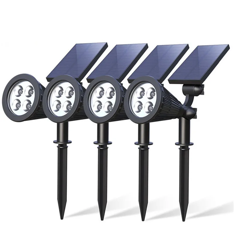 4LED Точечный светильник 1/2/4 шт. газонное освещение на солнечной лампы Светодиодный прожектор светильник Открытый сад настенный светильник двор Панель ландшафтный светильник для Патио Декор