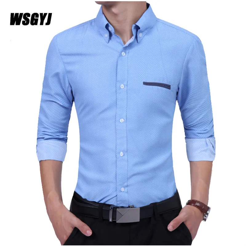 2017 Мужская мода рубашка Британская волна точка тонкий квадратный воротник с