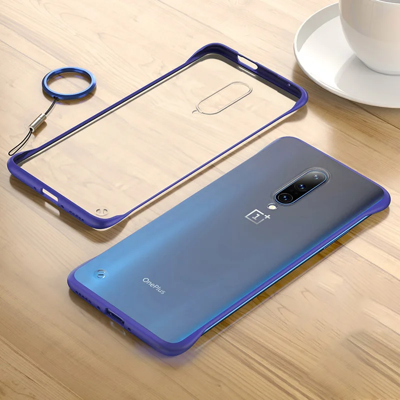 Тонкий Бескаркасный чехол для Oneplus 7 Pro тонкий прозрачный силиконовый Край Матовый Жесткий противоударный чехол для OnePlus 7 полуобернутый чехол - Цвет: Blue
