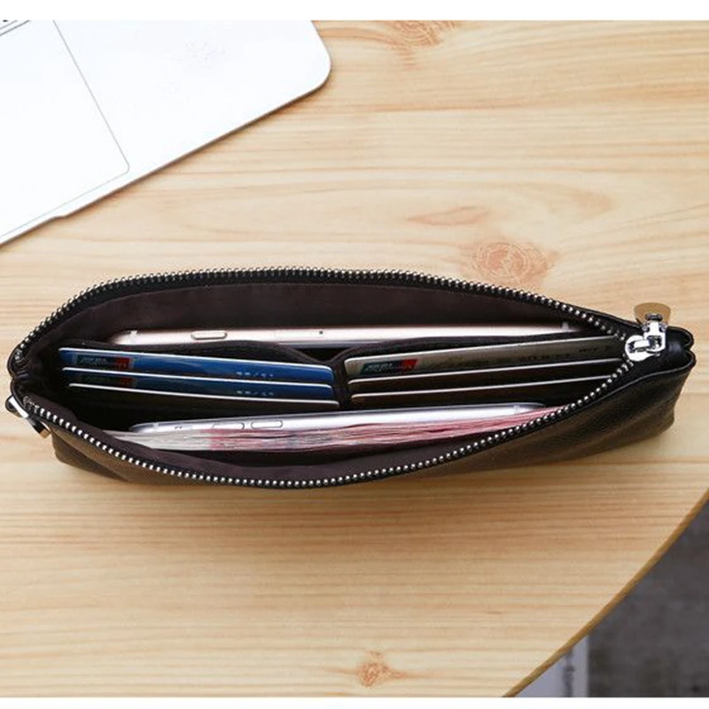 Тонкий мягкий длинный кошелек на молнии для мужчин и женщин винтажный бумажник