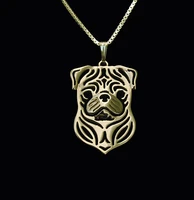 dog necklace handmade pug necklace carved hollow pendant jewelry golden colors plated in stock fast delivery