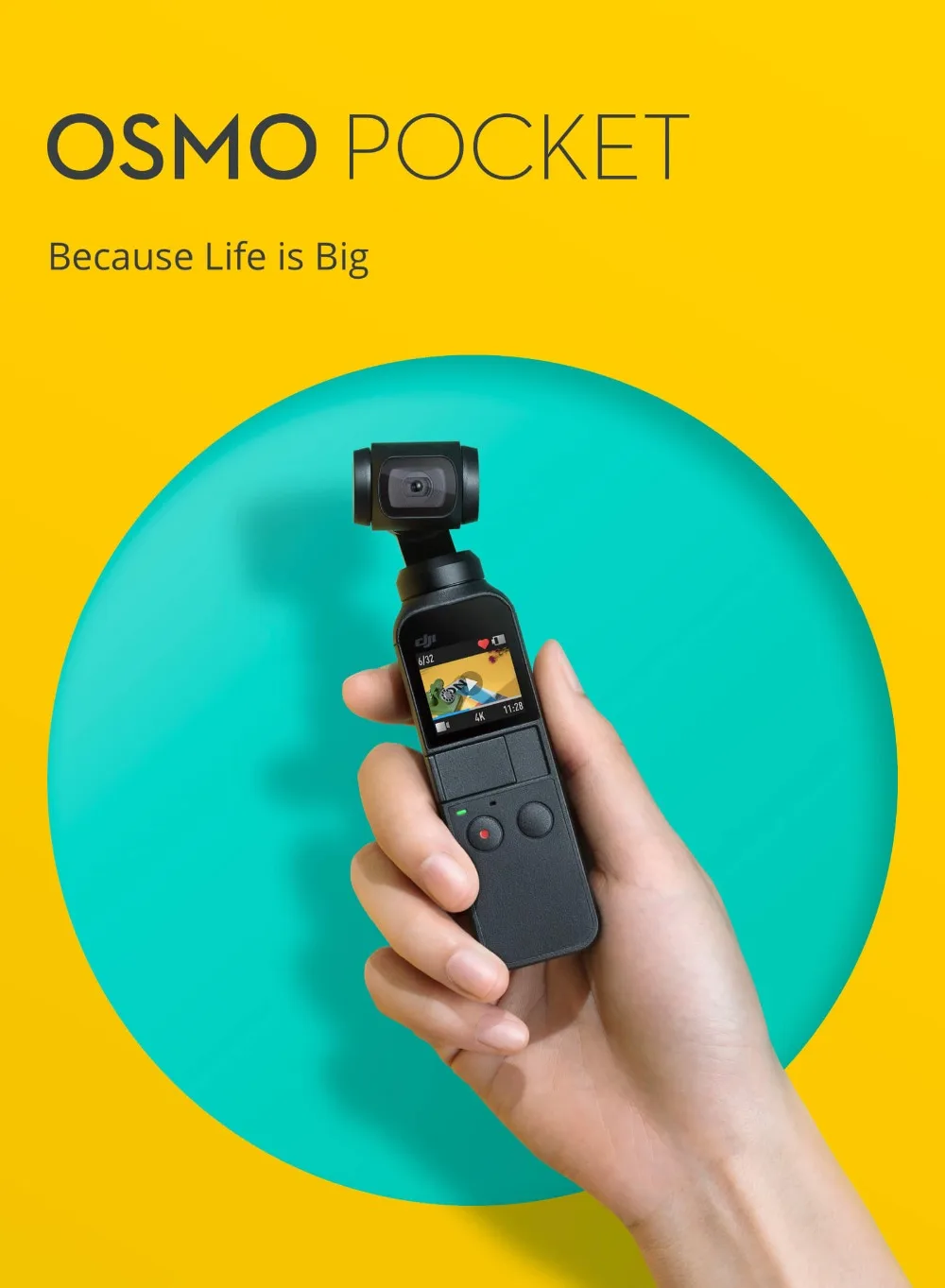 DJI Osmo карман как самый маленький 3-осевая стабилизированная для цифровой зеркальной камеры DJI никогда не разработаны, компактный и интеллигентая(ый) Osmo карман