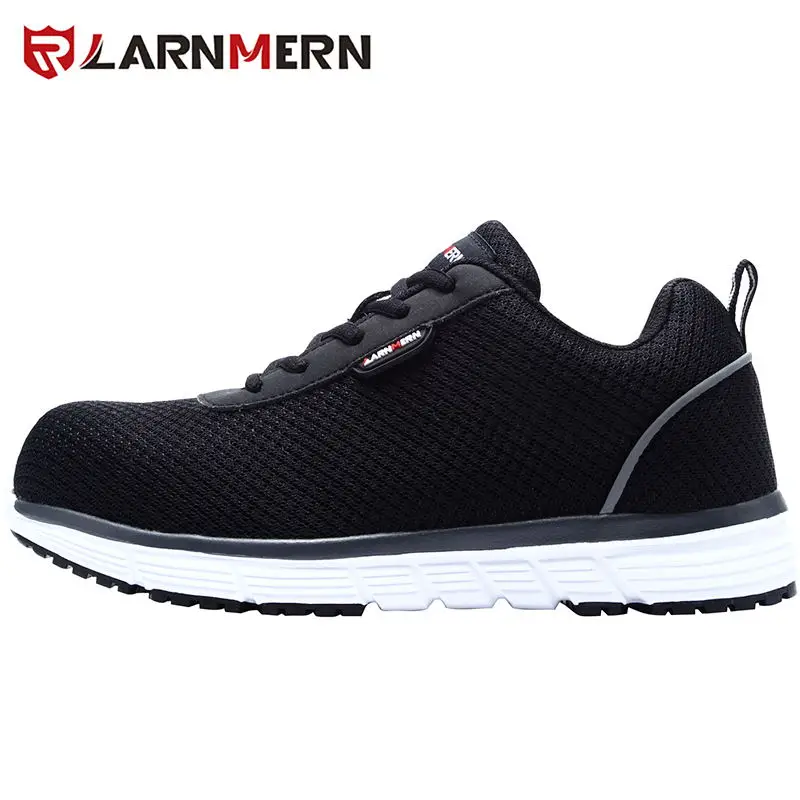 LARNMERN Women's Work Safety Shoes Steel Toe Lightweight Breathable Anti-Smashing Non-Slip Reflective Construction Sneaker - Цвет: L8038-WHITE