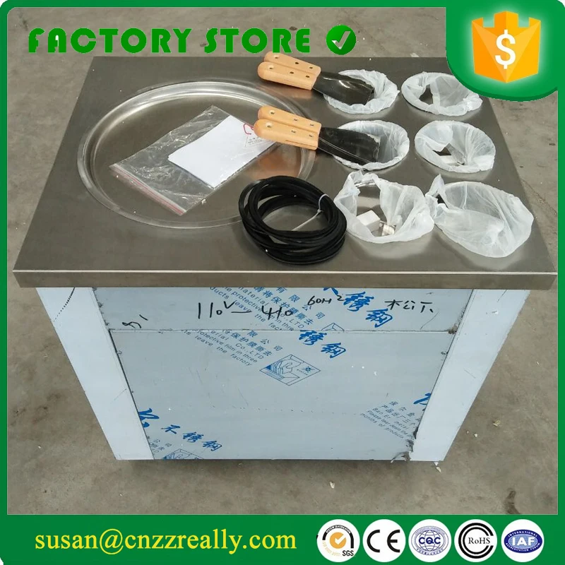 Один сковорода один компрессор жареное мороженое машина нержавеющая сталь ролл