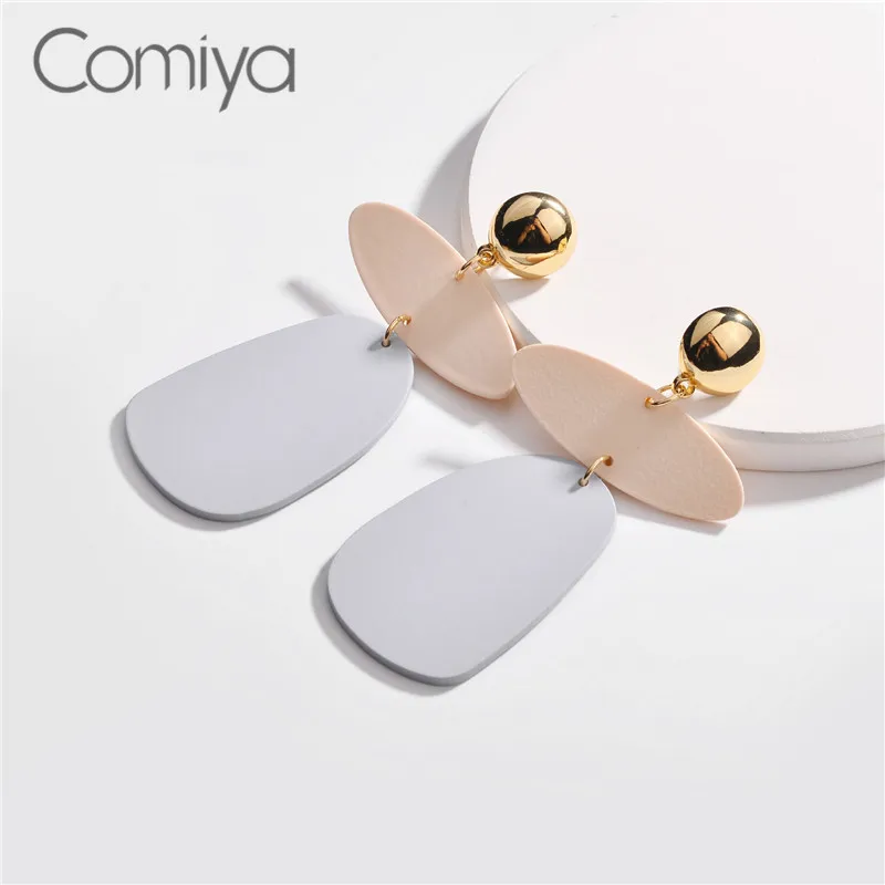 Comiya оптовая продажа серьги цинковый сплав золото цвет геометрический акрил