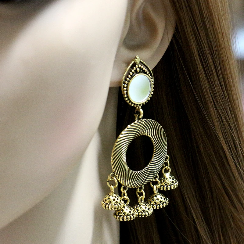 Популярные серьги-капельки в ретро-стиле металлические круглые