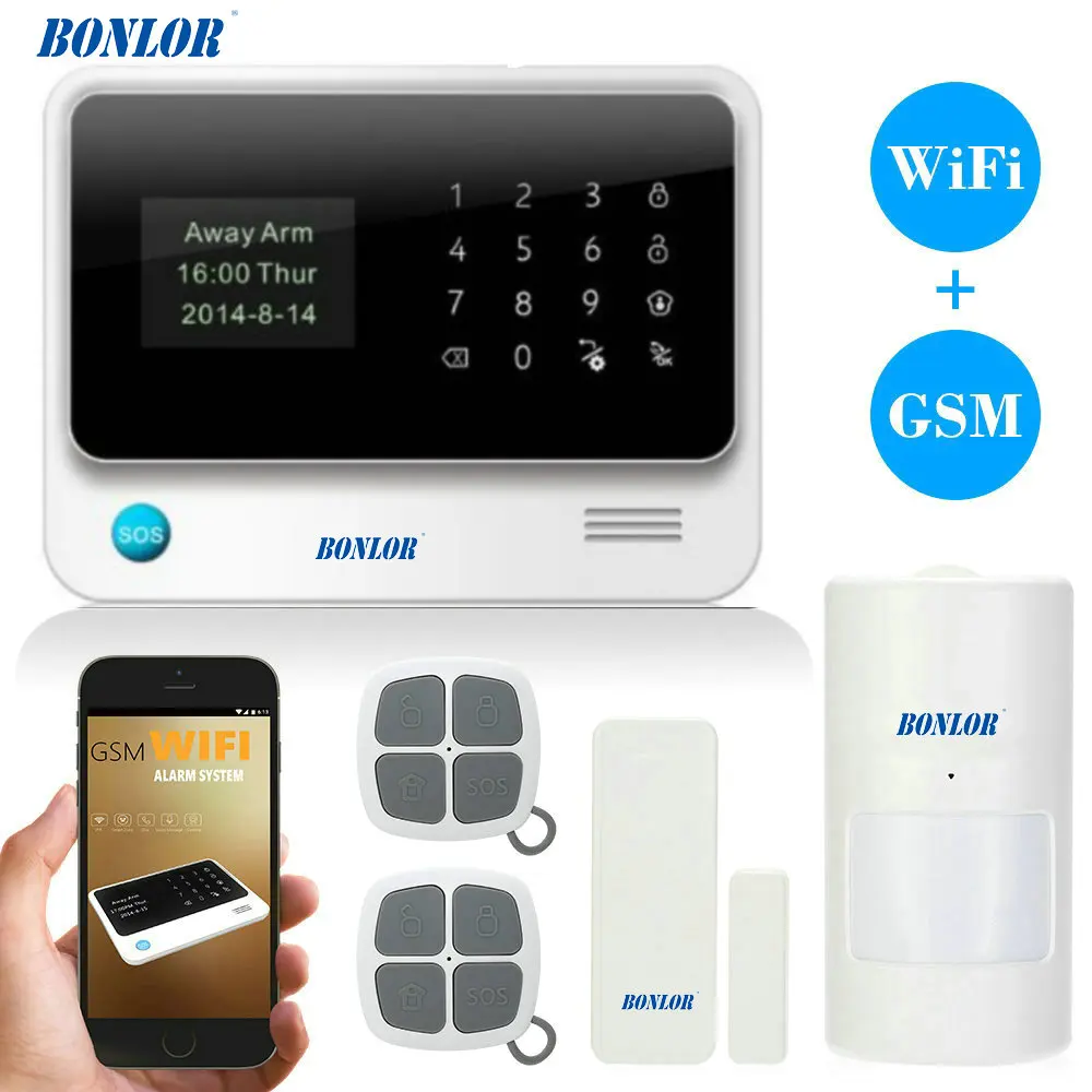 BONLOR G90B WiFi GPRS Alarm GSM Autodial Alarmsysteem Personalise Alarmsysteem APP Controle PIR Detector Deur Sensor