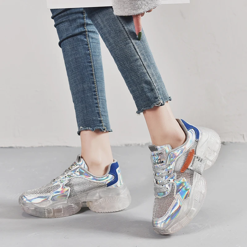 Rimocy/золотистые туфли на толстой подошве со шнуровкой женские модные