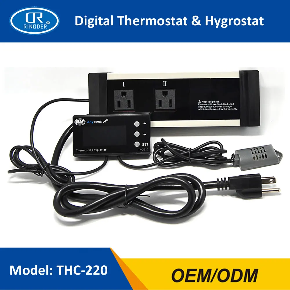 US 110V 10A Relay RINGDER THC-220 цифровой регулятор температуры и влажности гигротермостат термо-гигростат парниковый Террариум для рептилий - Цвет: US 110V 10A Relay