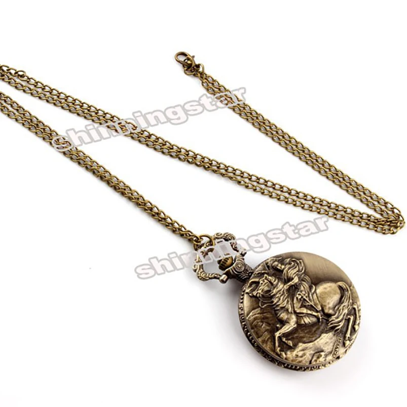 Античный император Наполеон карманные часы ездить лошадь Бронзовый кварцевый