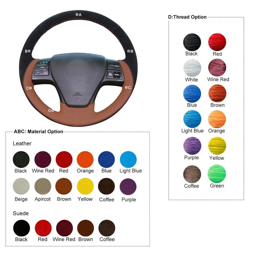 MEWANT коричневая кожа черная замша искусственная для Lexus RX350 2009 RX270 2011|Чехлы на руль|