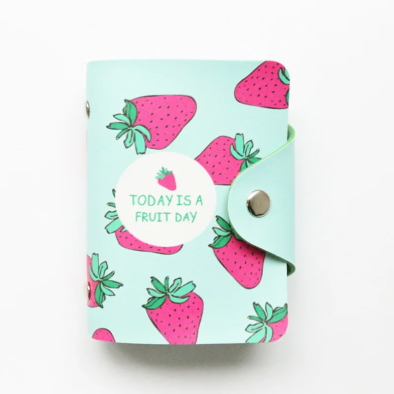

Cute Cartoon Fruit 24 Bits Credit Card ID Holders Case PU Leather Business Card Holders Women Card Bag Office Supplies Wholesale