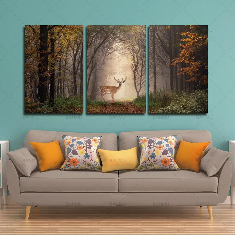 

Wall art print Canvas painting picture deer in forest Home Decorative Living Room Wall Art Picture Paint modern print