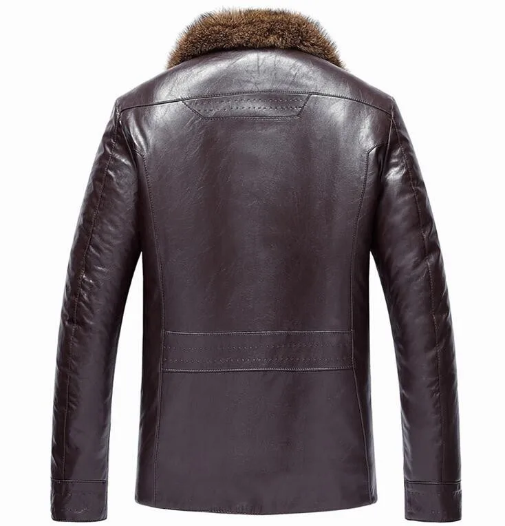 Меховая зимняя куртка новинка 2019 Мужская модная Толстая теплая кожаная пальто