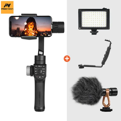 add 96led L Mic Freevision Vilta-m Pro смартфон карданный 3-осевой Ручной Стабилизатор для iPhone samsung GoPro 7 6 PK Vilta m гладкий 4 Осмо 2 - Цвет: add 96led L Mic