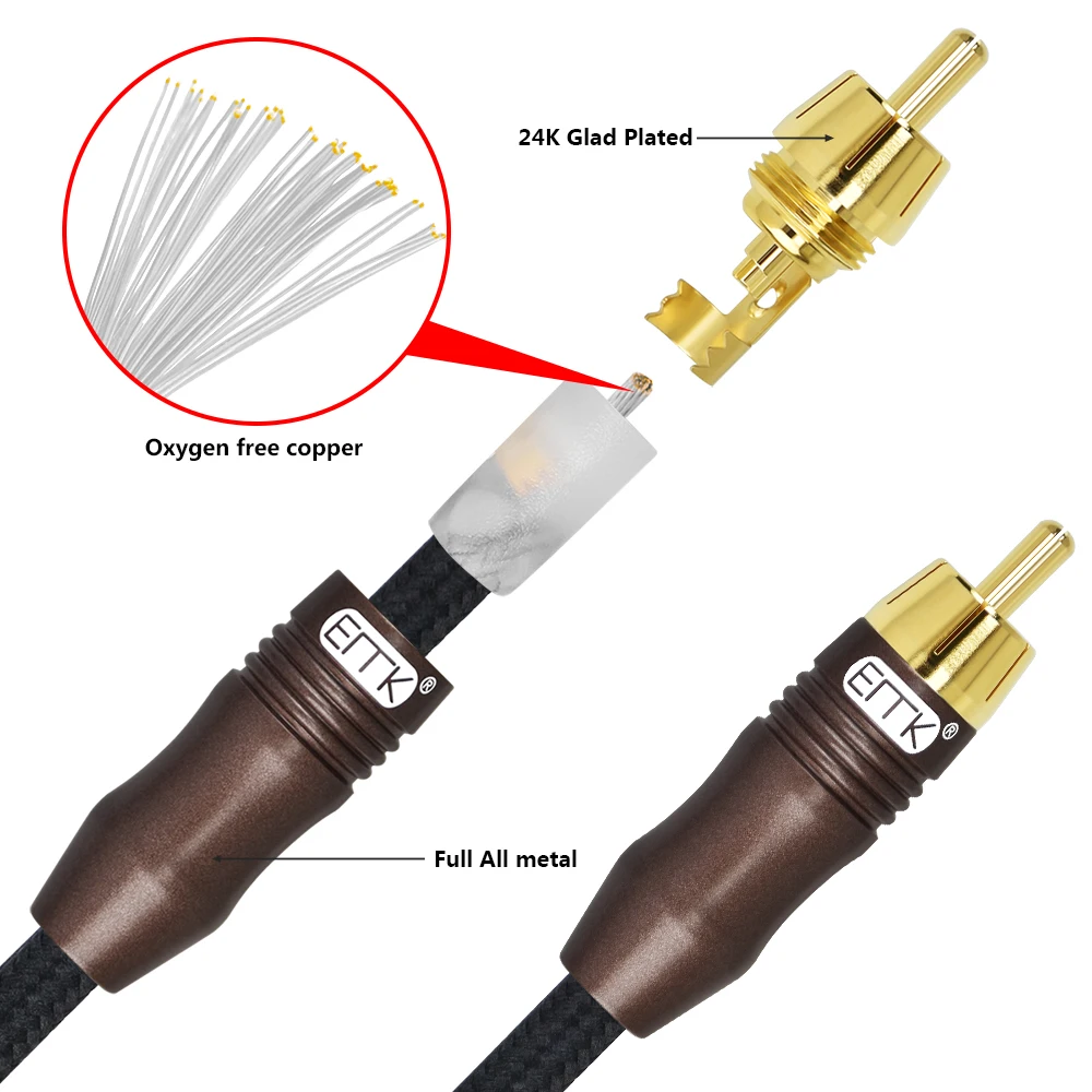 Кабель EMK для сабвуфера коаксиальный аудиокабель RCA к штекер 1 м 3 5 усилитель DVD