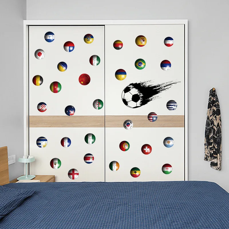 Кубок мира флаг шаблон наклейки футбол 3D стерео эффект украшение для комнаты