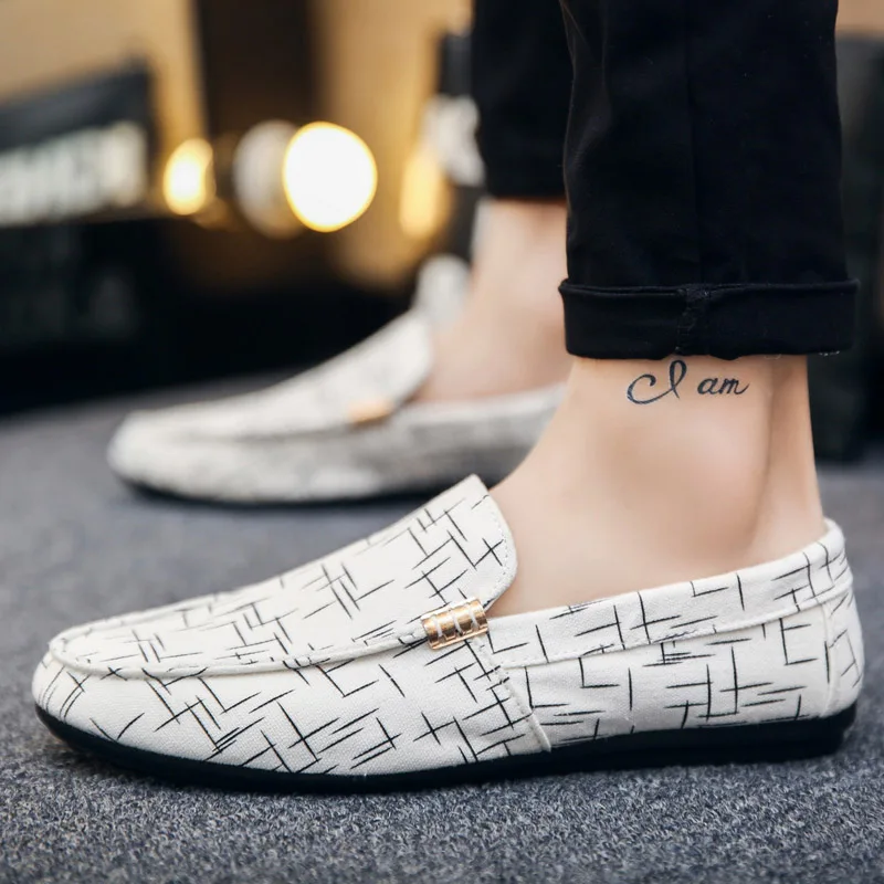 2019 New Men Loafers Fashion Casual Shoes Summer Light Canvas Youth Breathable Flat Footwear Moccasins HC-116 | Обувь