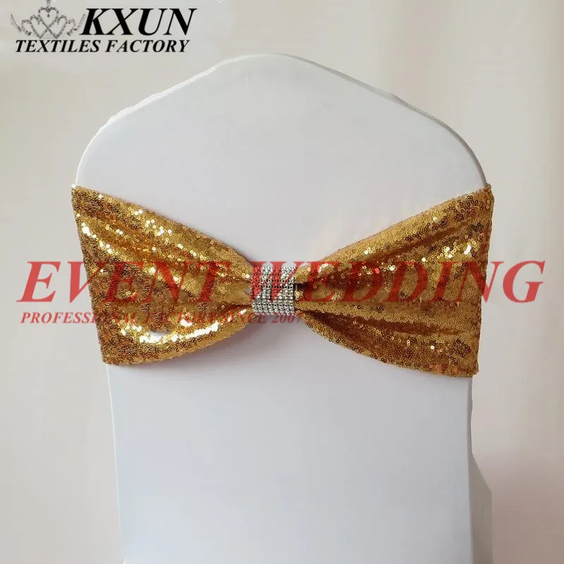 18 см ширина обе стороны Sequin Chair Band Банкетный чехол для свадебного стула створки украшение события