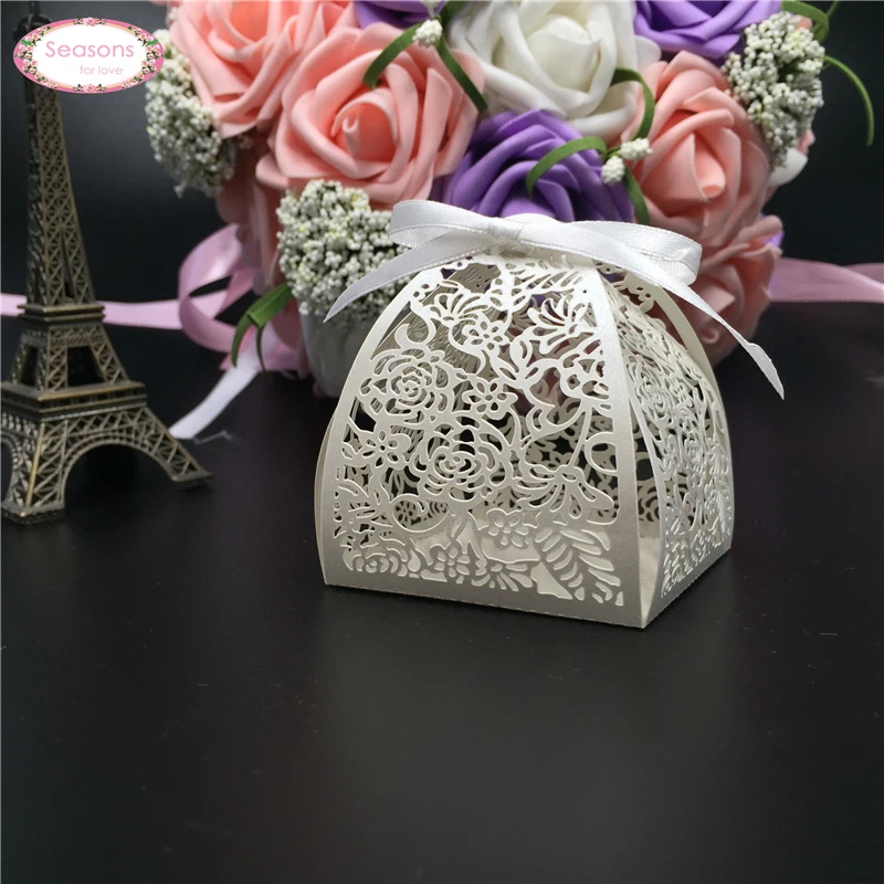 50 шт. розы Свадебная коробка свадебные подарки для гостей подарков упаковка