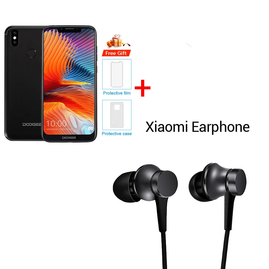 Black N Earphone DOOGEE BL5500 Lite u-образная Android 8,1 6,1" MTK6739 четырехъядерный 2 Гб ОЗУ 16 Гб ПЗУ 5500 мАч две sim-карты 13 МП отпечаток пальца мобильный телефон - Цвет: Black N Earphone