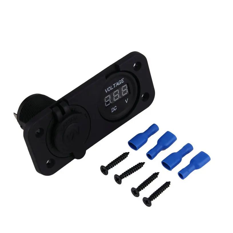 12V светодиодный водонепроницаемый разъем розетка вольт метр Панель Крепление