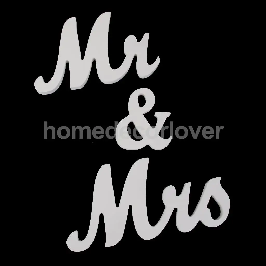 Mr & Mrs Свадебные буквы белый деревянная стойка знак отдельно стоящее