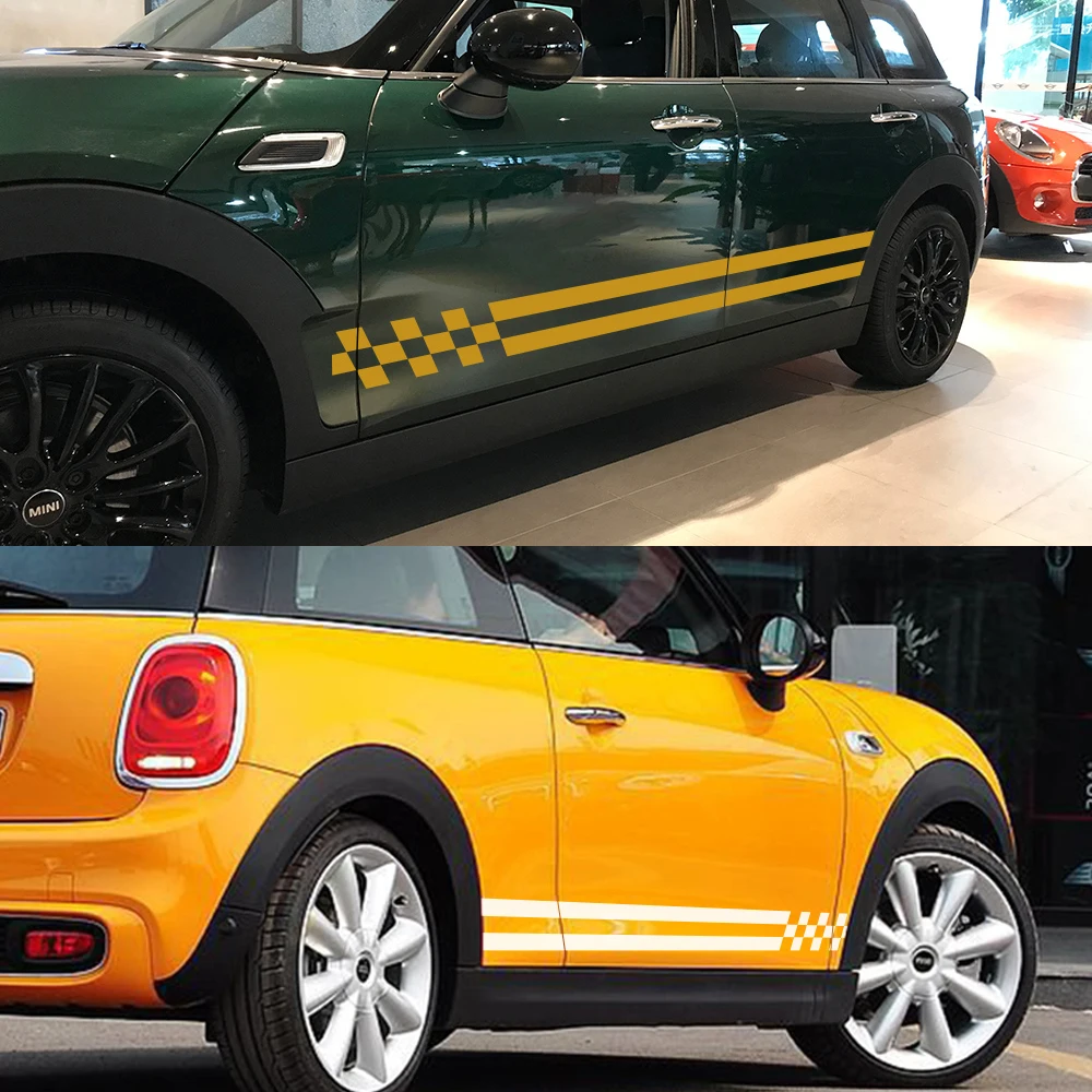 Автомобильные полосы дверная боковая юбка Виниловая наклейка для Mini Cooper One JCW S R60
