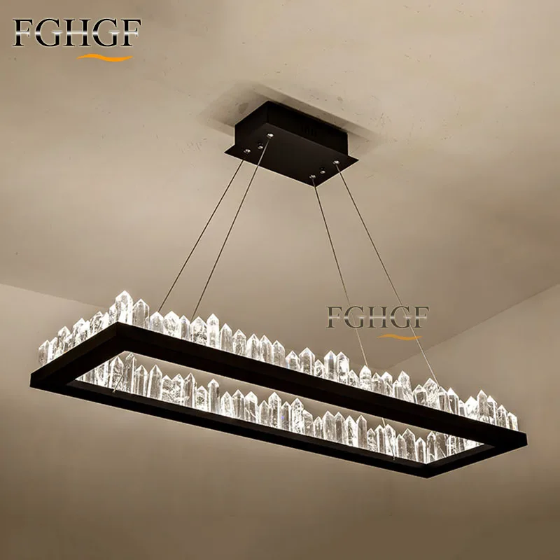 저렴한 새로운 디자인 현대 Led 크리스탈 샹들리에 라이트 블랙 자연 크리스탈 램프 Lustres 드 크리스털 다 이닝 룸 침실 바 램프