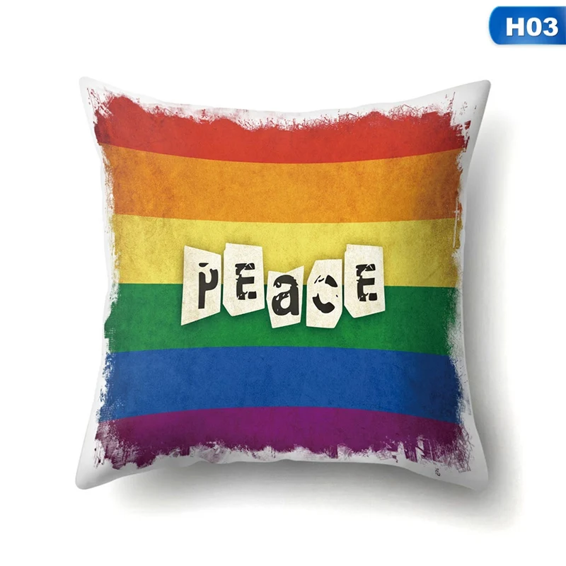 03 Pride Радужный чехол для подушки Peace& Be Strong Throw Чехол для дивана украшение - Цвет: 03