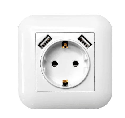 BONDA, двойной USB порт, настенное зарядное устройство, адаптер для зарядки, 2А, настенное зарядное устройство, адаптер, штепсельная розетка европейского стандарта, розетка, Белый пластик