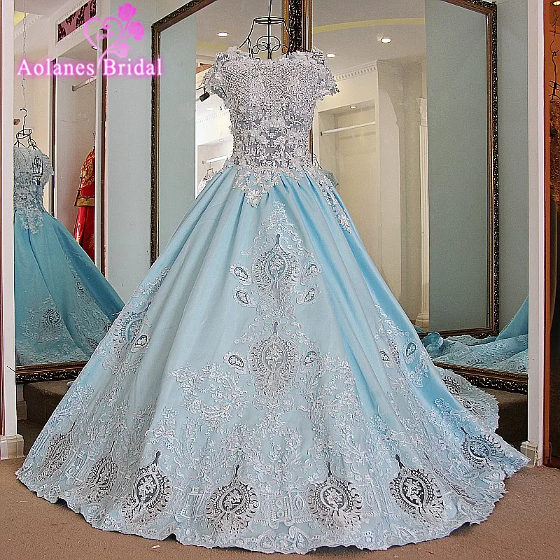 AOLANES Robe De Soiree бальное платье арабское синее длинное вечернее 2017 кружевные