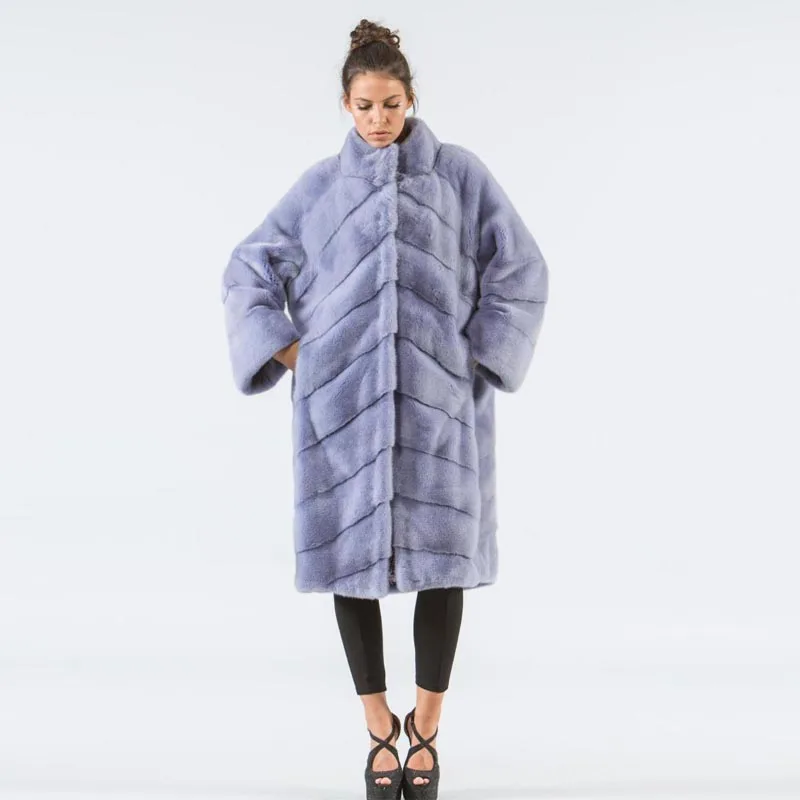 mkw-126 sky blue Tatyana, Новое поступление, Женское пальто из натурального меха норки, X-Long, 115 см, длинное пальто из меха норки, модная зимняя теплая свободная меховая верхняя одежда для девушек - Цвет: mkw-126 sky blue