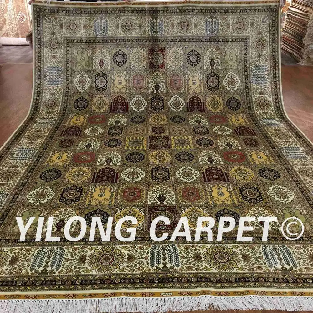 YILONG 9'x12' traditional persian design silk rug four seasons elegant carpet (QZT29A9x12) | Дом и сад