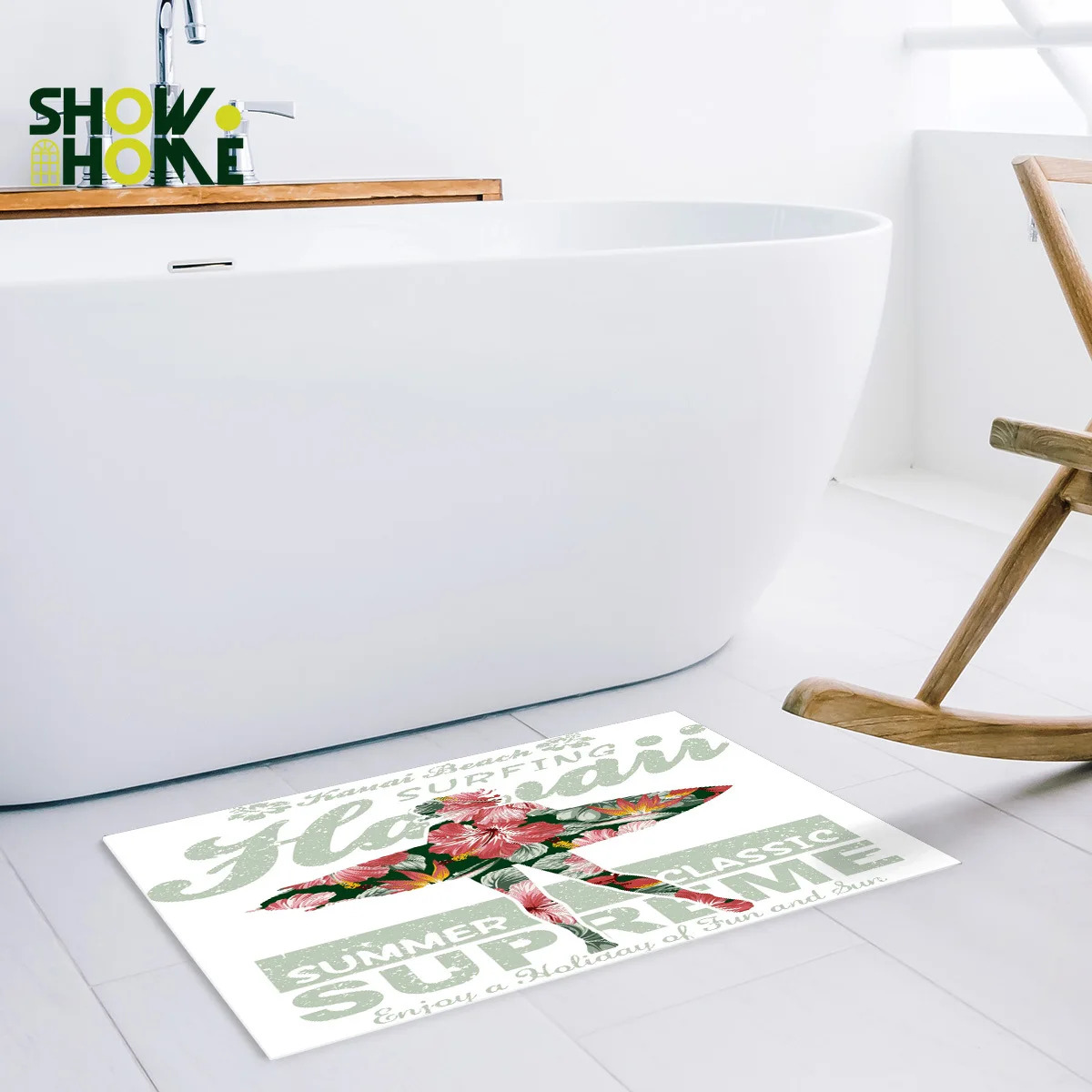 Showhome набор для серфинга цветов занавесок душа ковриков двери 2 шт. ванной комнаты
