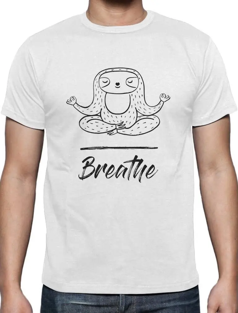 Дышать Забавный Йога лень подарок для индивидуальные футболки влюбленных ZEN