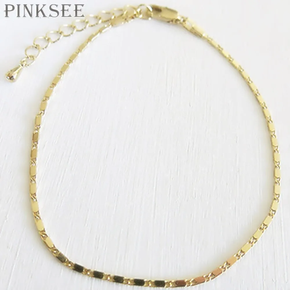 PINKSEE Trendy Clear Crystal Alloy Silver Gold Anklet Foot Chain Bracelet Beach Party Jewelry for Women | Украшения и аксессуары