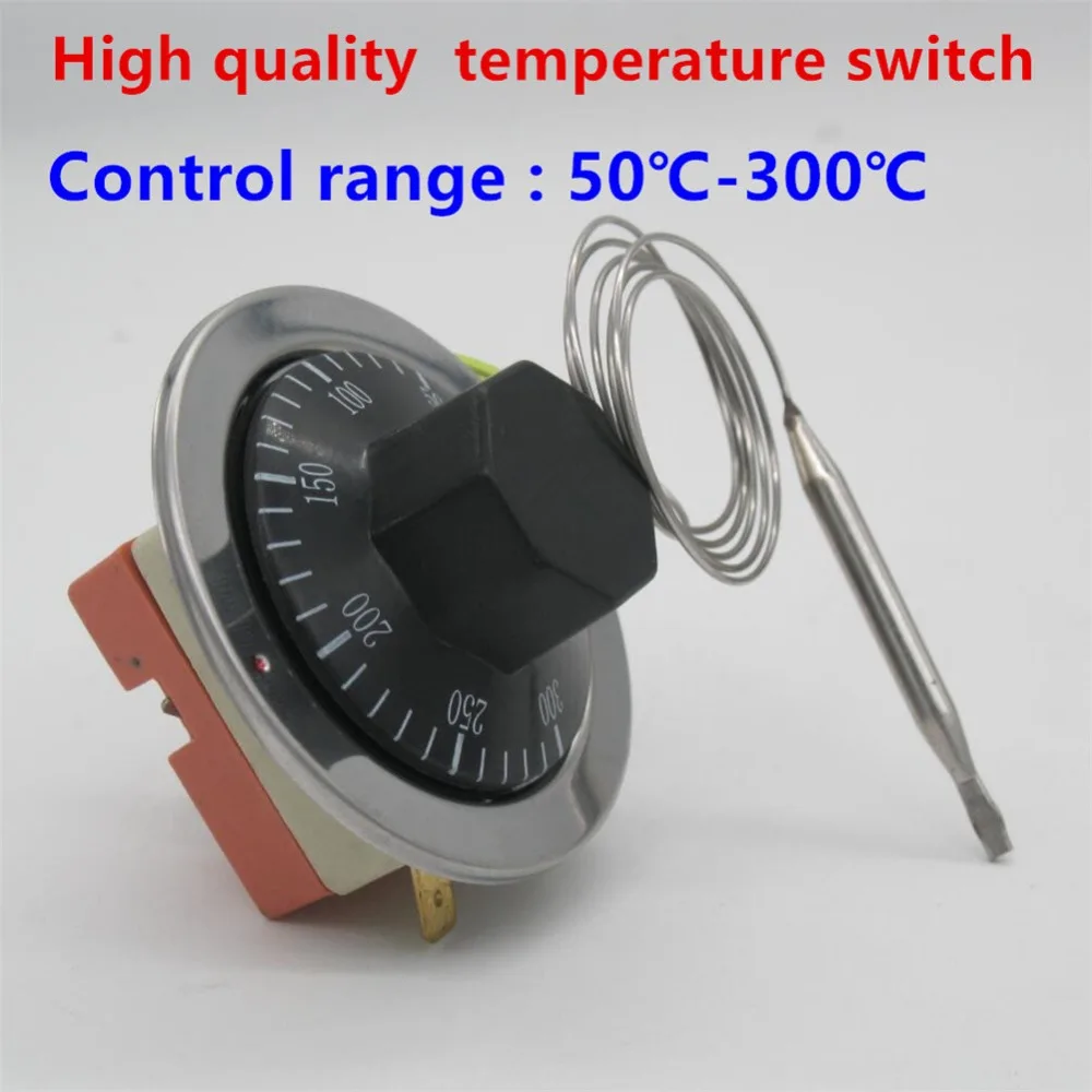 

Thermostat AC220V 16A Dial Temperature Control Switch sensor for Electric Oven 50-300C Dial Specially Designed Thermocouple