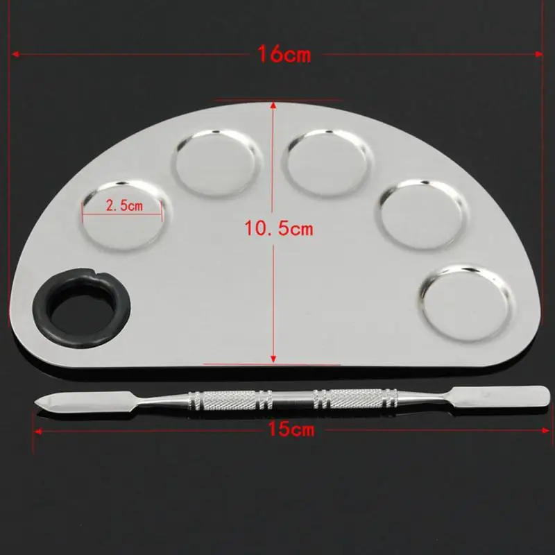 Нержавеющая сталь ногтей Книги по искусству гель Palette Шпатель пять отверстий