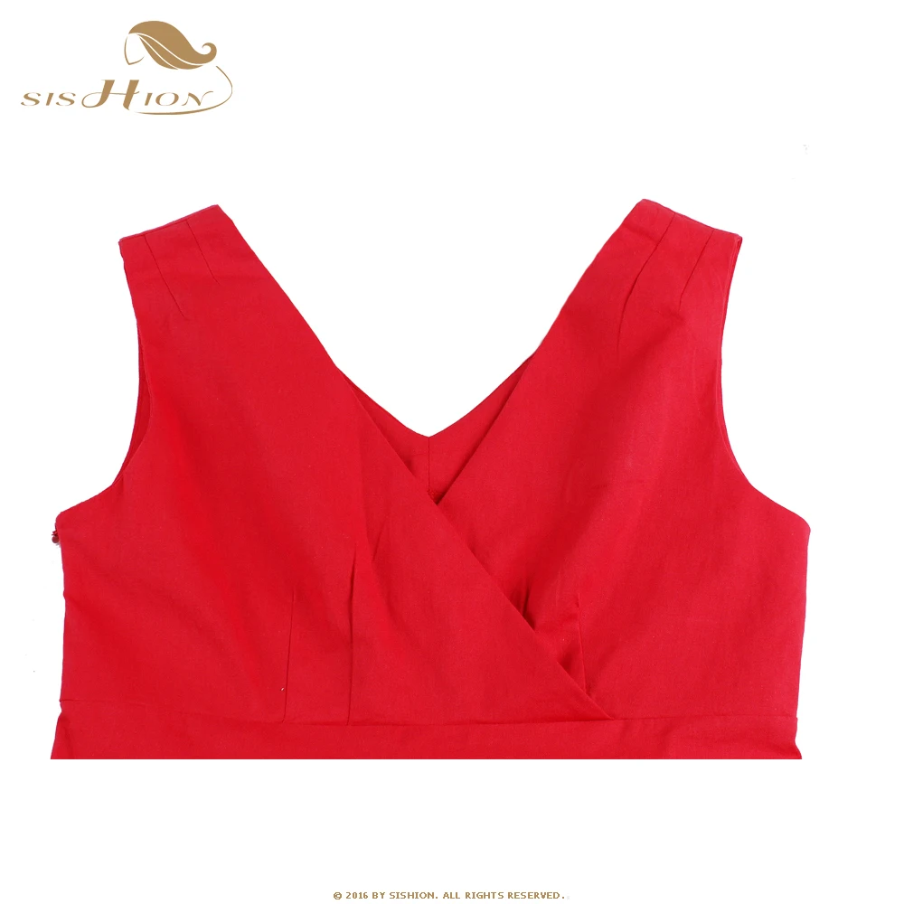 Женское винтажное платье в стиле Одри Хепберн SISHION красное 50-х годов с