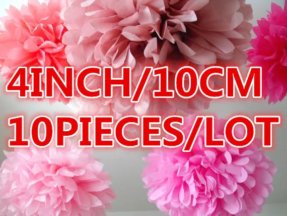 (10 шт./лот) 4 дюйма 10 см помпоны из салфетки цветочные шарики для украшения