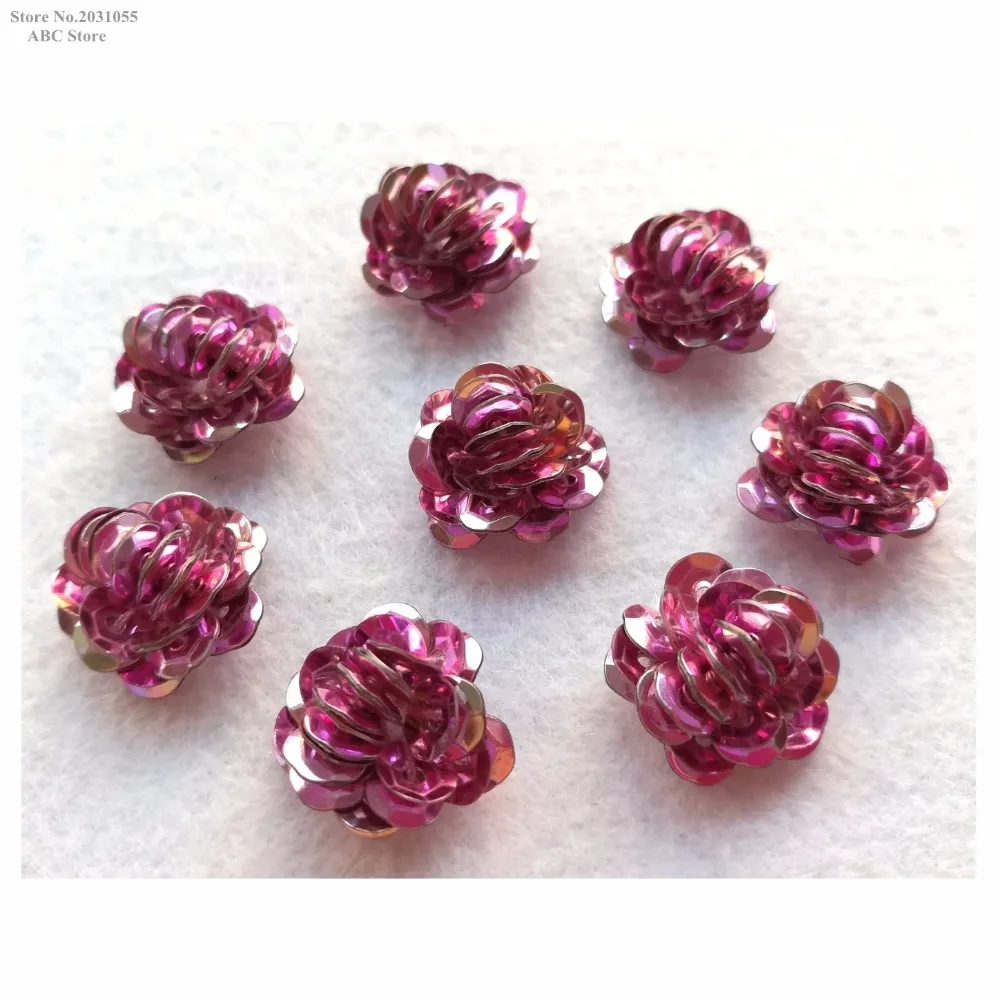 Новый 3D Розовый Mauve Блестящий Мягкий расшитый бисером цветок аппликации шитье